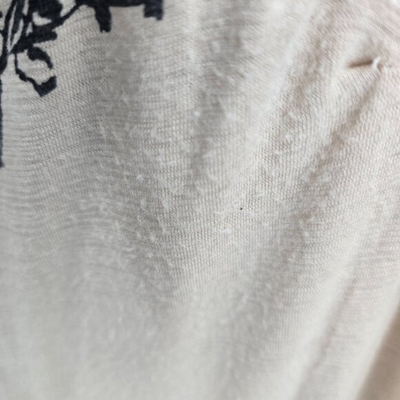 Deletta x Anthropologie Cream Black Floral Elastic Cuff Blouse Size Medium - Picture 4 of 14